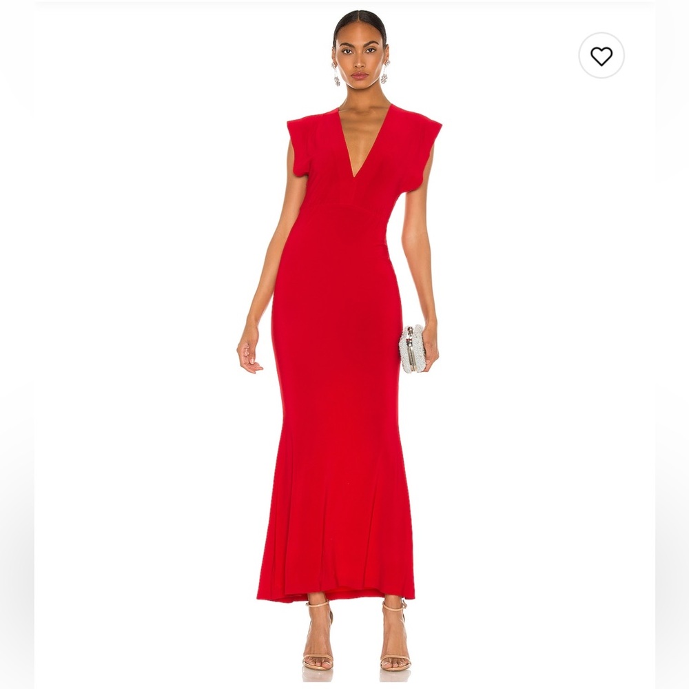 Norma Kamali Red V-Neck Maxi Gown